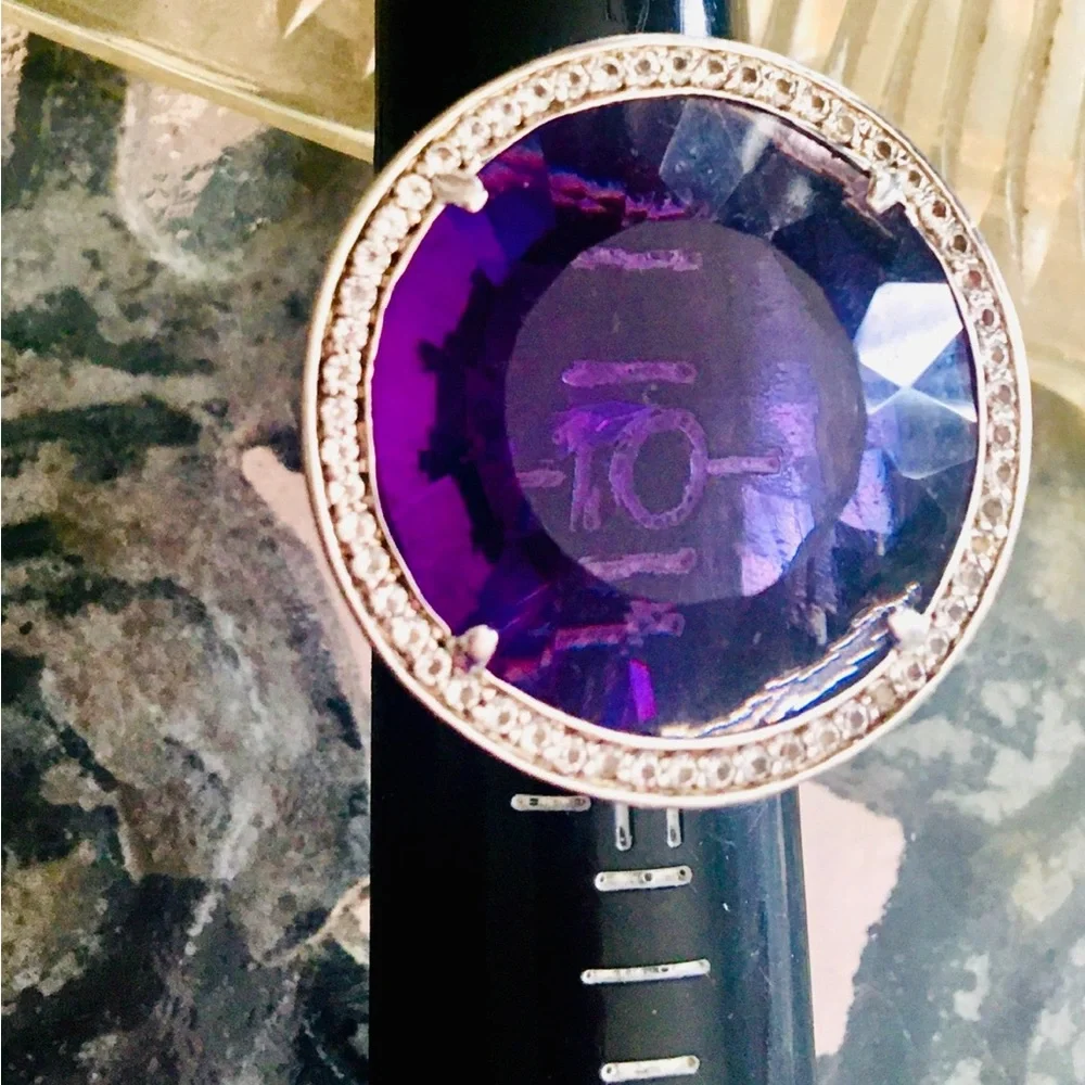 Vintage Pair  Silver 925 Amethyst & Clear Topaz Cocktail Ring both SZ 10 - Picture 10 of 14